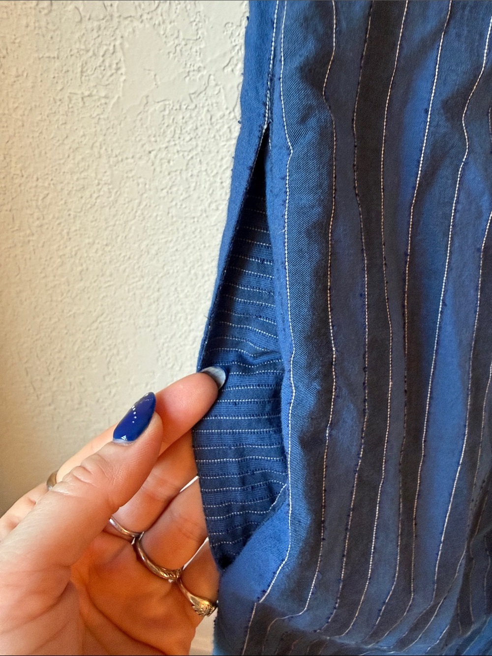 Caron Callahan Navy Stripe Wrap Maxi Dress - Picture 9 of 13